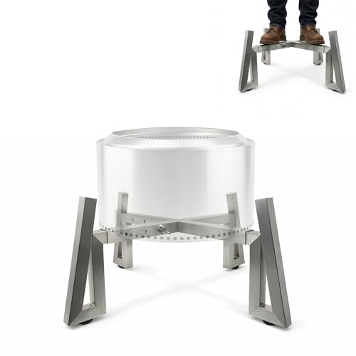 YUVIONOX Fire Pit Stand Adjustable Firepit Stand Compatible with Solo Stove Yukon Bonfire & Ranger Solo Stove Accessories for 15-27 Firepit Portable for Outdoor Stainless Steel Brushed Nickel
