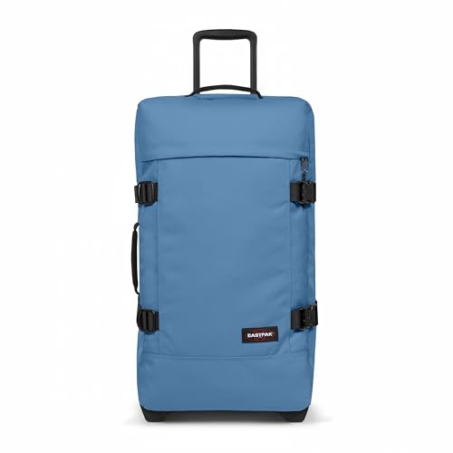 Image of EASTPAK Tranverz M - 78L Medium Soft Sided Checked Luggage, Dual Compartments, TSA Lock, Compression Straps & Smooth Inline Wheels, Aviator Blue
