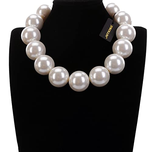 Big Pearl Necklace Choker Statement Ccb Resin Simulated Pearl Bib Collar For Women Girl's #TOP2