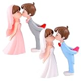 VALICLUD 2 Paar Hochzeitsdekoration Kusspaar Figuren Langlebige Mikro Landschaft Miniatur Deko Kunststoff Braut Bräutigam Puppen für Valentinstag und Jubiläen