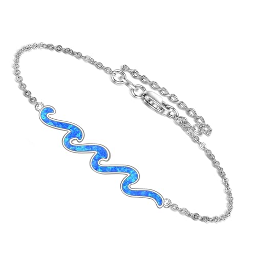 Image of YAFEINI Wave Bracelet 925 Sterling Silver Wave Bracelet Wave Jewelry Gifts For Women
