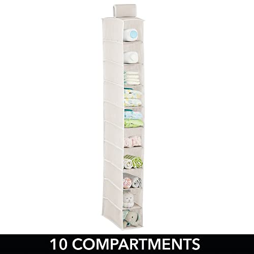 Mdesign Soft Fabric Over Closet Rod Hanging Storage Organizer With 10 Shelves For Child/Kids Room Or Nursery - 2 Pack - Cream/White #TOP5