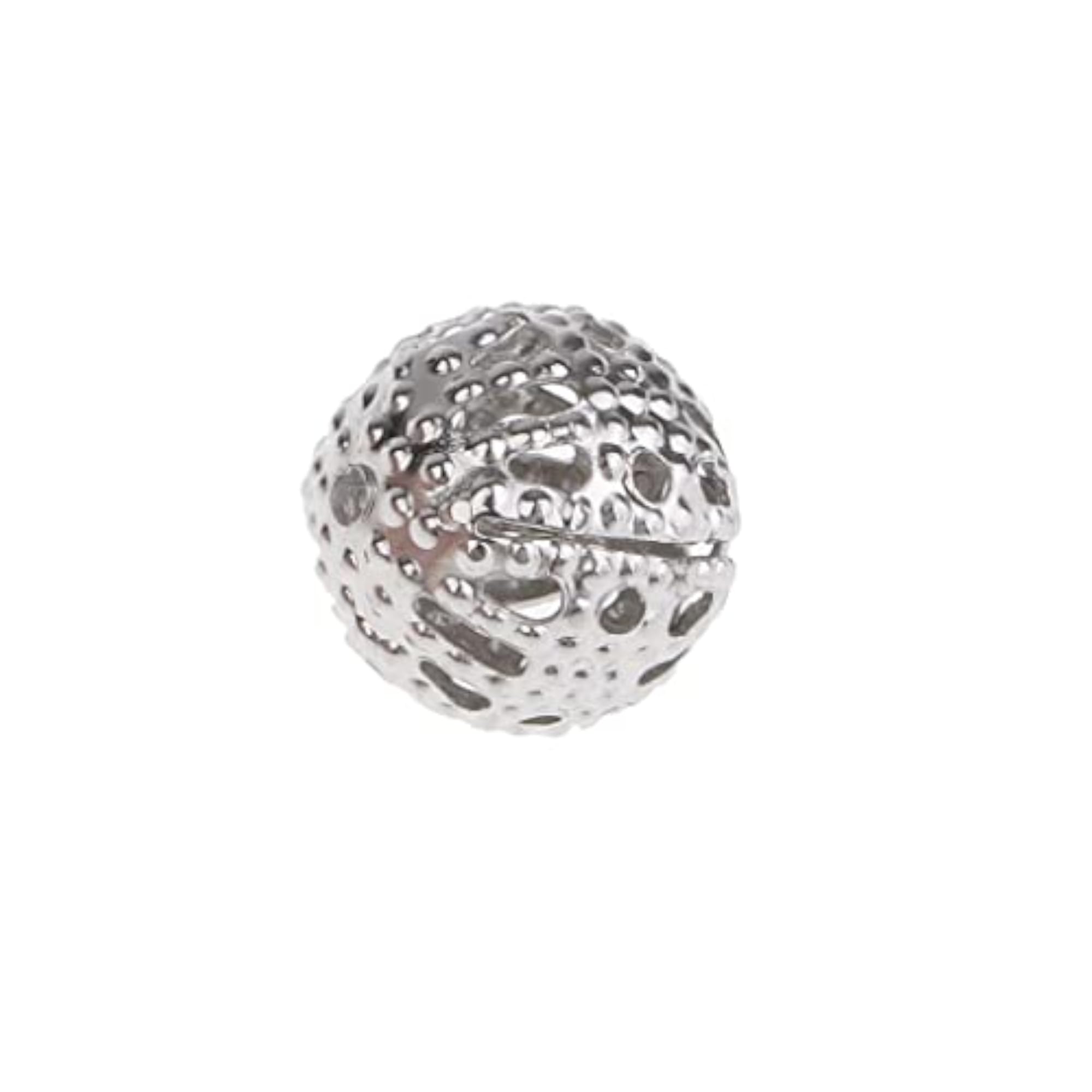 100 Pcs 8mm Round Metal Hollow Beads, Loose Spacer Beads