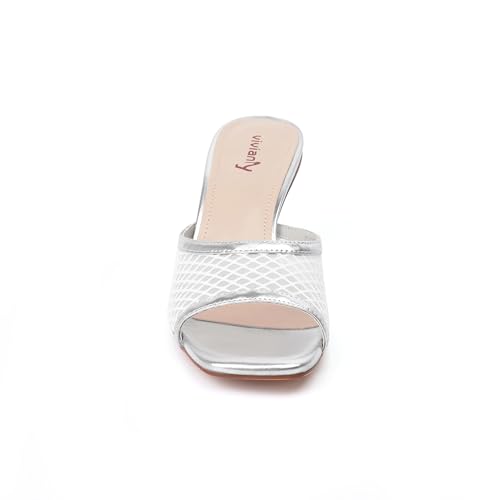 Image of vivianly Womens Square Open Heels Sandals Slip on Heeled Slides Mules for Party Daily Wear