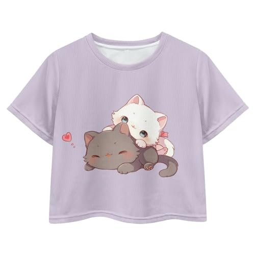Image of Kids T Shirt Short Sleeve Crop Tops for Girls Summer Clothes Pullover Tees Shirt 5-14