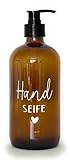 Glas Seifenspender 500ml - Schwarzer Pumpspender, Spülmittelspender für Küche. Handseifenspender für Badezimmer (Handseife)