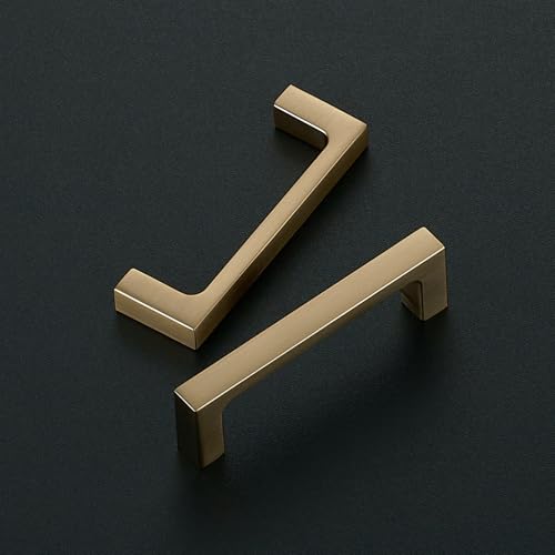 Image of Ravinte Champagne Bronze Kitchen Square Cabinet Handles 3 Inch 20 Pack | Modern Slim Style, Solid Zinc, Square Design, Screws Included, Easy Installation, for Kitchen Drawers & Cupboards