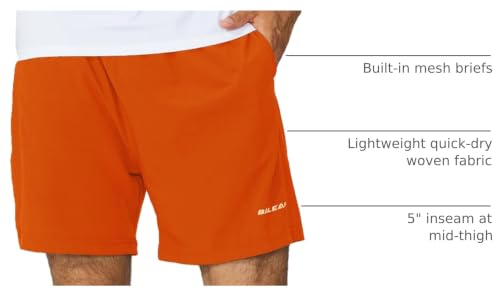 Image of baleaf Men's 5 inch Running Athletic Shorts for Workout Gym Tennis Sports Lightweight Quick Dry with Zipper Pocket