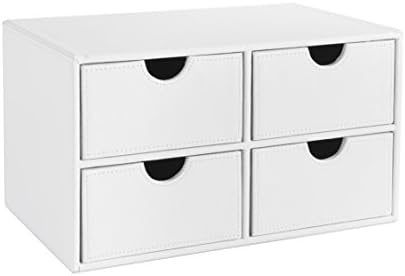 Osco WPU4DC Faux Leather 4 Drawer Chest - White (4 Drawer)
