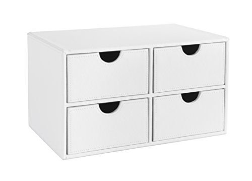 Osco WPU4DC Faux Leather 4 Drawer Chest - White