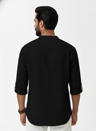 Image of Amazon Brand - INKAST Men's Cotton Blend Mandarin Collar Regular Fit Full Sleeve Casual Short Kurta