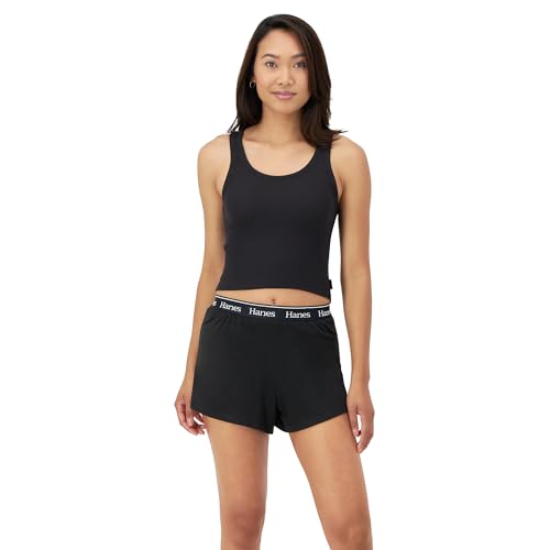 Hanes Women's Originals Comfywear Rib Crop Tank and Sleep Shorts, 2-Piece Set2