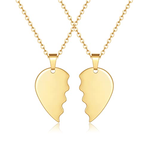 BFF Necklace for 3, Moon Star Sun Yin Yang Half Heart Sister Friendship Matching Cat Pizza BFF Necklace for 2 Girls Best Friends Couples