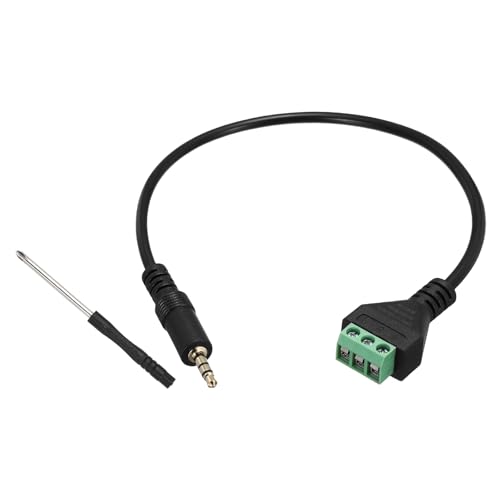 sourcing map Gold Plated 3.5mm (1/8") Screw Terminal Block Cable, Stereo Audio Male Jack to AV 3 Pin Screw Video Balun Terminal Adapter Connector Cable, Pack of 1(30cm/12inch)