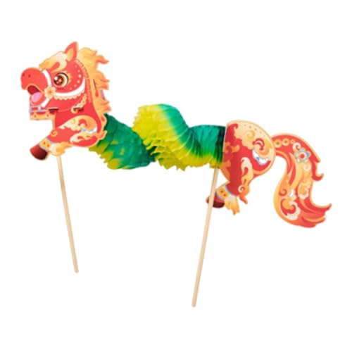 Almencla Chinesisches Handgefertigtes Spielzeugpferde Set, DIY Materialien, 3D Papierpferd, Manuelle Montage, Drachen Neujahrsdekoration, Geeignet für Kinderho, Grünes Und Rotes Pferd