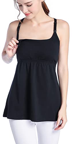 Suiek Women's Nursing Top Tank Cami Maternity Shirt Sleep Bra For Pregnancy (Medium, Black+Charcoal+Grey) #TOP1