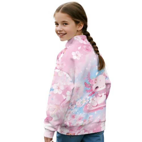 Girls 1/4 Zip Sweatshirt Cute Print Long Sleeve Pullover Sweatshirt Casual Oversized Athletic Tops Size 5-14 Years3