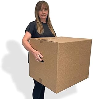 SendBike Single Walled 116 Liters Large Storage Box With Handle - General Purpose Cardboard Storage Boxes For Packing, Organizing, Storing & Shipping - H55 x W46 x D46 cm - Pack of 10, Brown