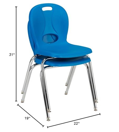 Image of Learniture Structure Series Stacking School Chairs with Contoured Seats, Heavy-Duty Plastic Stacking Classroom Chairs, 18 inchH, Set of 4