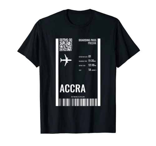 Accra Ghana Boarding Pass Airline Ticket Travel T-Shirt