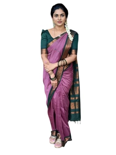 Image of Women's Kanjivaram Cotton Silk Saree South Indian Paithani Sari | gadwal cotton sarees with Zari Border and Blouse Piece - Suitable For All Indian Occasions and Festivals 191