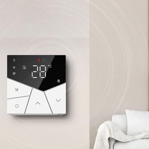 Oniissy Termostato digital inteligente WiFi programable, controlador de temperatura, pantalla táctil de ahorro de energía, pantalla grande, modos de sensor ajustables, memoria de datos en tiempo real