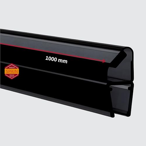 Gedotec Junta magnética para puertas de ducha | Junta con imán negro | Junta de ducha 90 grados | Grosor del cristal 6-8 mm | 100 cm | Junta magnética de ducha PVC | Perfil repelente al agua para