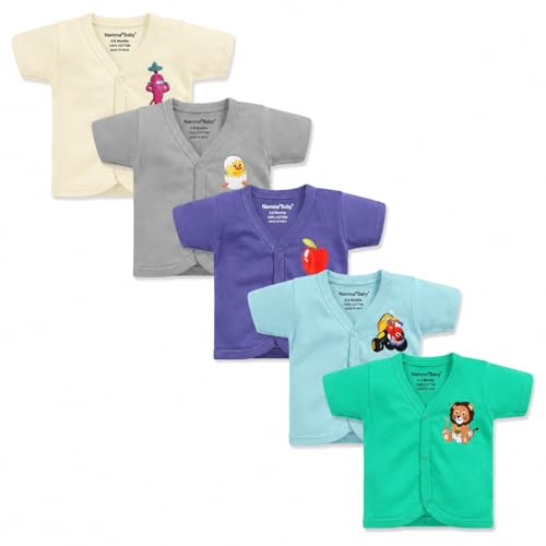 Image of Tinchuk Baby Boy's & Baby Girl's Printed T-Shirt /Jhabla /Nightsuits with Assorted Prints- Multi-Pack
