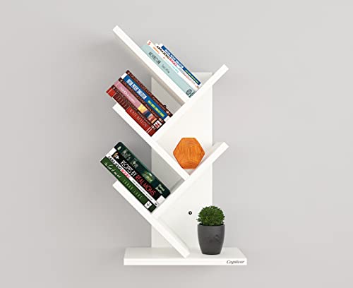 Image of Captiver Engineered Wood Wall Mounted Office Books Stand Bookshelf Steama Multipurpose Table Accessory Home (Matte Finish,White)