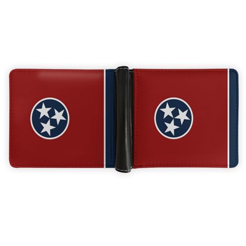 Tennessee State Flag Wallet Foldable Patriotic Leather Purse with Card Cash Holder for Men Women Travel Gift