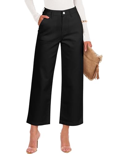 ANRABESS Wide Leg Jeans for Women High Waist Baggy Straight Stretchy Flare Cropped Denim Pants with Patch Pockets 2025 Trendy