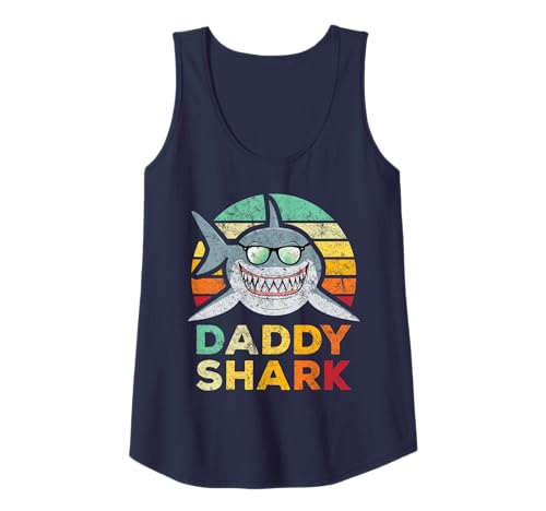 Distressed Daddy shark Sunglasses Tank Top