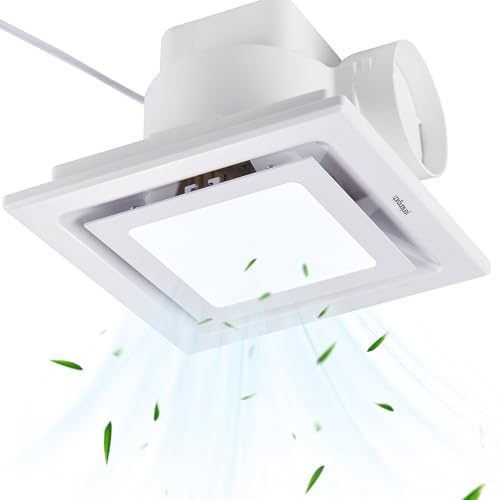 yanliangvich Bathroom Exhaust Fan with Light, 8 Inch Barthroom Ventilation Fan, 110 CFM 1.0 Sones Quiet Exhaust Fan, Square Exhaust Ventilation Fan Ceiling Mount