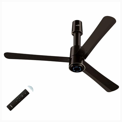 Image of V-Guard INSIGHT-E BLDC remote control ceiling fan with 5 years brand warranty, High Speed 370 RPM, 5 Star rating (Space Black mono tone)
