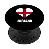 England-Herz-Flagge, englische Wurzeln, England-Flagge, St. George's Cross PopSockets mit austauschbarem PopGrip