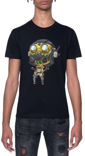 Arte De Personajes Animados De Octane Camiseta De Manga Corta Negra con Cuello Redondo para Hombre