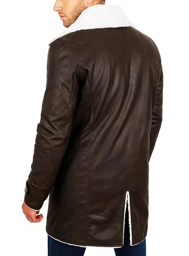 Men's Military Bane Vest Costume Jacket - Tom Knight Rises Winter Shearling Faux Leather Bane Coat Black & Brown3