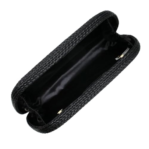 Image of Women Woven Faux Leather Clutch Purse Summer Beach Handbag Woven Evening Bag Stylish Dumpling Bag for Party Casual