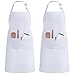 InnoGear 2 Packs Tablier De Cuisine avec 2 Poches Réglable Cuisson à Domicile Tabliers pour Femmes Hommes Chef (Blanc épais Polyester)