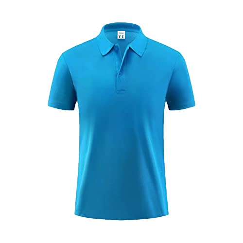 HomyComy Polo de Manga Corta Hombre Estilo Clásico Relajado Camiseta Polo Casual Negocio Golf Deporte Verano Polo Azul M Cover