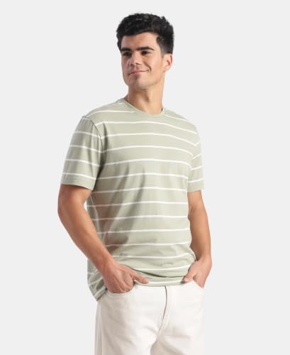 Image of Jockey 2715 Men's Super Combed Cotton Rich Striped Round Neck Half Sleeve T-Shirt