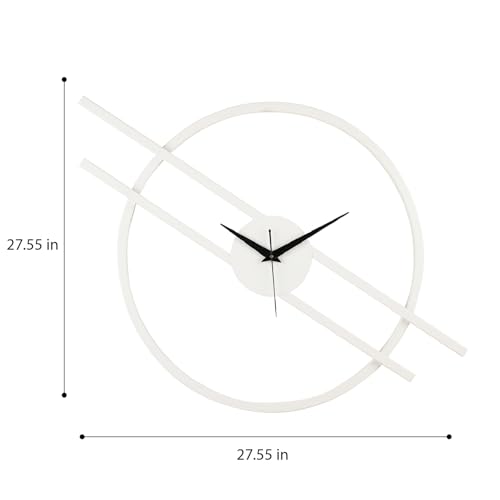 Image of Wakefit Metal Analog Wall Clock Big | 28 Inch | Laser Cut Abstract Home Decor & Gifting Option | for Living Room Study Bedroom & Office Decor | Hushka Metal Wall Clock 700MM White