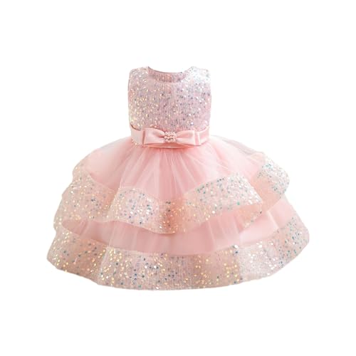 DUHGBNE Vestito da bambina con paillettes da principessa, vestito da principessa, per matrimonio, compleanno, festa, 12 mesi, 5 anni, romanzi di Natale per bambini, Colore: rosa., 12-18 Mesi