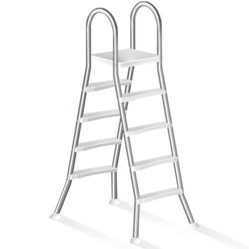 Errzom Scaletta Piscina Fuori Terra 132 a Doppia con 4 Gradini in Acciaio, Scala per Piscina Fuori Terra, Gradini per Piscina Fuori Terra, capacità di 250 kg,135cm