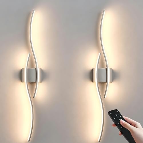 Image of KARTOOSH Wireless Wall Sconces Set of 2, Dimmable LED Sconce with Remote