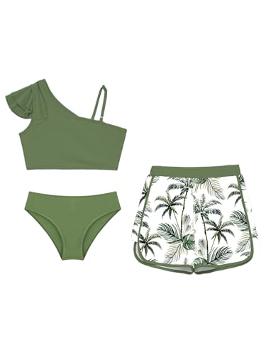 Kaerm Junior Girls Swimwear Swimsuit Swim Tops with Shorts Bottoms Tropical Print Beachwear Bathing Suit3