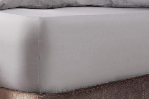 Egyptian Cotton 700 Thread Count 1 Piece Fitted Sheet (Bottom Sheet) 15 inch Deep Pocket - Light Grey, King
