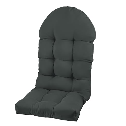 Image of Adirondack Chair Cushion, Rocking Chair Cushion 44x19.4x4 inch, High Back Patio Cushions of Upper and Lower with Ties, Sunscreen and Fade-Resistant (Dark Grey, 1)