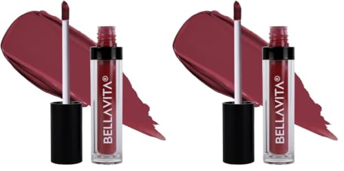 Image of Bella Vita Organic Kiss-Proof Liquid Lipstick | 3.8 Ml | 18-Hr Stay |Transferproof Lipstick | Long Lasting | Ultra Matte Finish | Intense Moisturisation | Waterproof Lipsticks For Women | Berry Nude