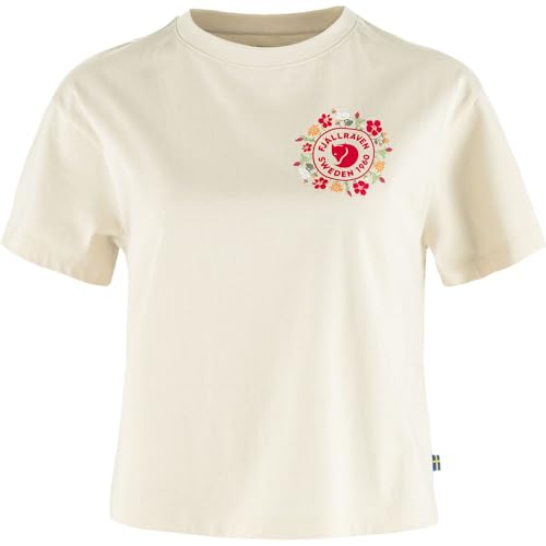 Fjällräven Damen Fjällblomster Logo T-Shirt, Chalk White, M